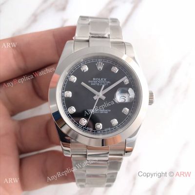 Copy Rolex Oyster Perpetual Datejust 41mm Black Diamond Watch 